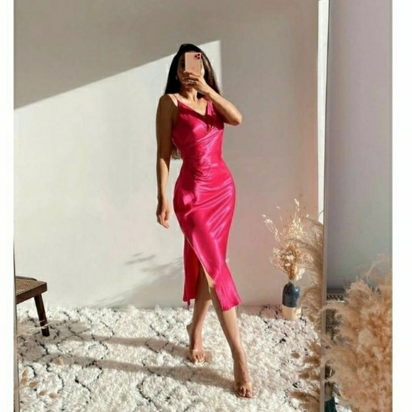 NWT Zara Draped Camisole Midi slip in Dress - Picture 3 of 11